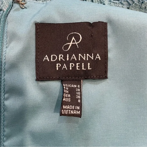 Adrianna Papell Elegant Blue Lace Dress Size 6 - Picture 6 of 8